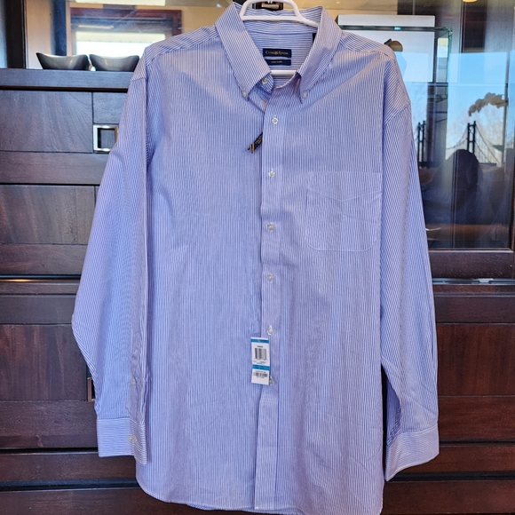 Club Room Men's Shirt Blue Pencil Stripe/ 17 1/2 34-35/ NWT - Picture 7 of 15